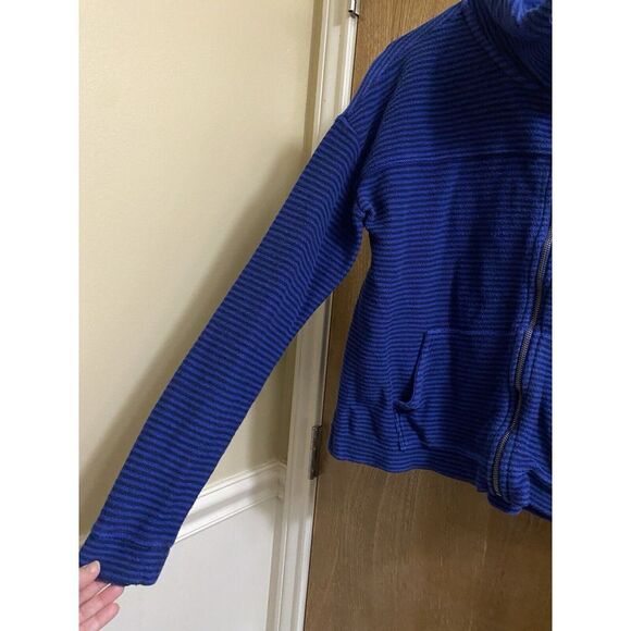 Vineyard Vines 100% Cotton Blue Striped Full Zip Jacket Women's Size M Logo - Picture 5 of 14